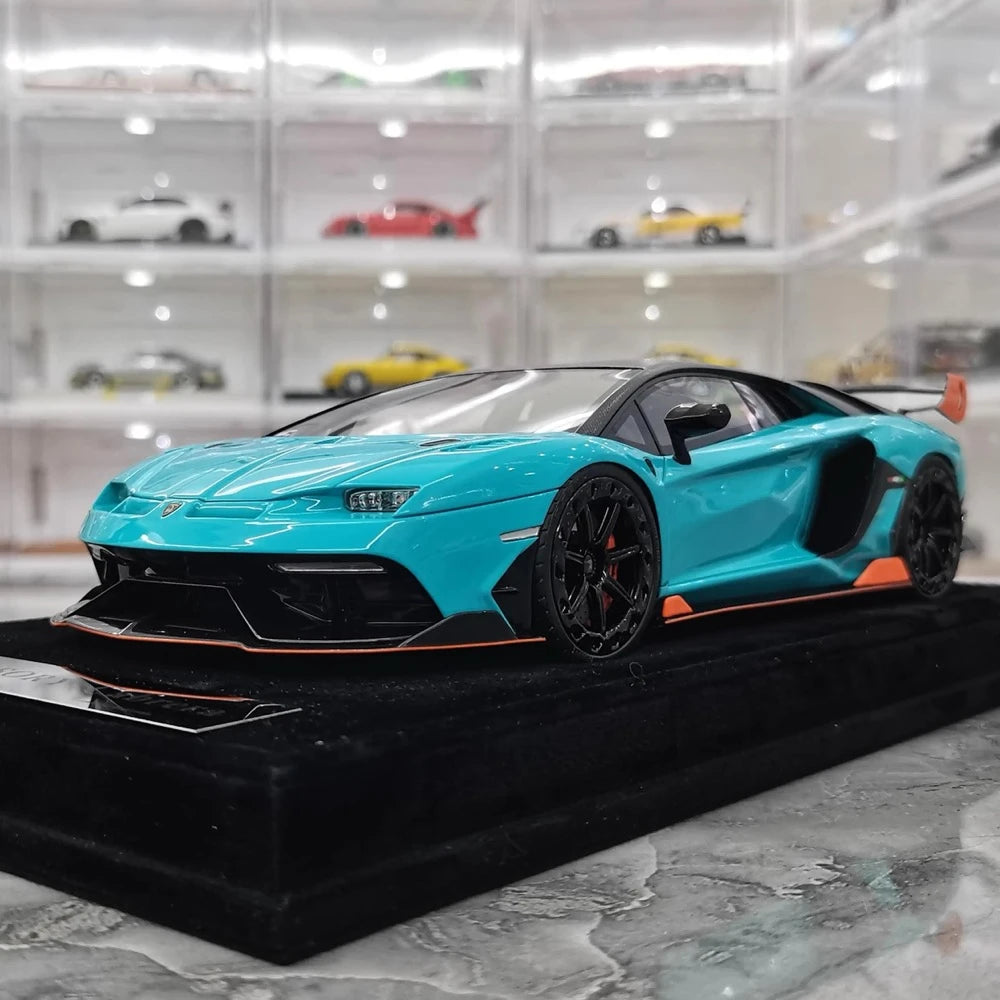 [Mansory] 1:18 Lamborghini 2020 Aventador SVJ Cabrera Blue Model Car Resin