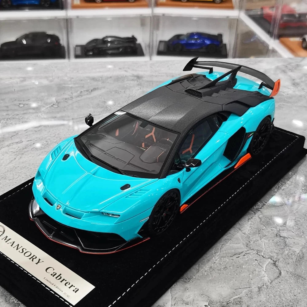 [Mansory] 1:18 Lamborghini 2020 Aventador SVJ Cabrera Blue Model Car Resin