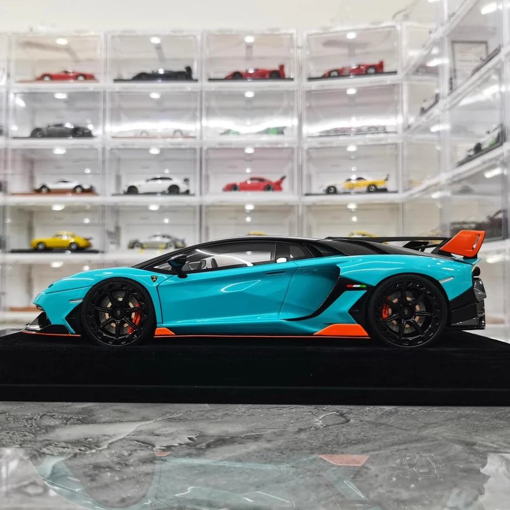 [Mansory] 1:18 Lamborghini 2020 Aventador SVJ Cabrera Blue Model Car Resin