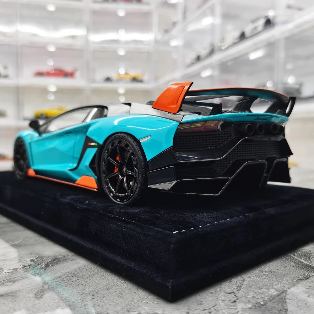 [Mansory] 1:18 Lamborghini 2020 Aventador SVJ Cabrera Blue Model Car Resin