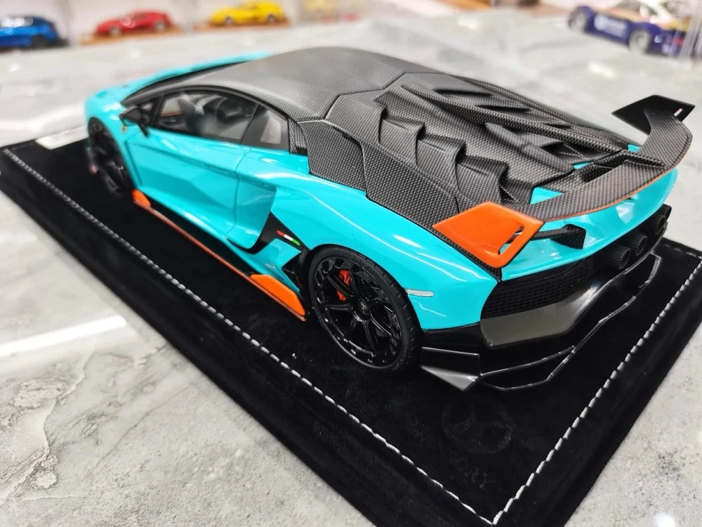 [Mansory] 1:18 Lamborghini 2020 Aventador SVJ Cabrera Blue Model Car Resin