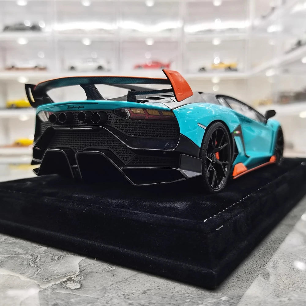 [Mansory] 1:18 Lamborghini 2020 Aventador SVJ Cabrera Blue Model Car Resin