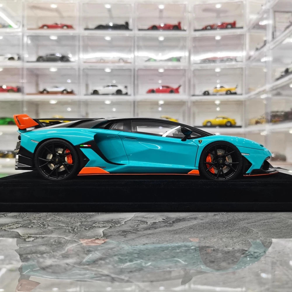 [Mansory] 1:18 Lamborghini 2020 Aventador SVJ Cabrera Blue Model Car Resin