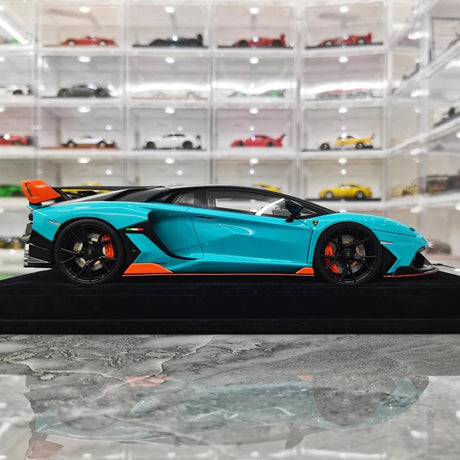 [Mansory] 1:18 Lamborghini 2020 Aventador SVJ Cabrera Blue Model Car Resin