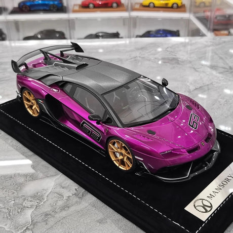 [Mansory] 1:18 Lamborghini 2020 Aventador SVJ Cabrera Purple Model Car Resin