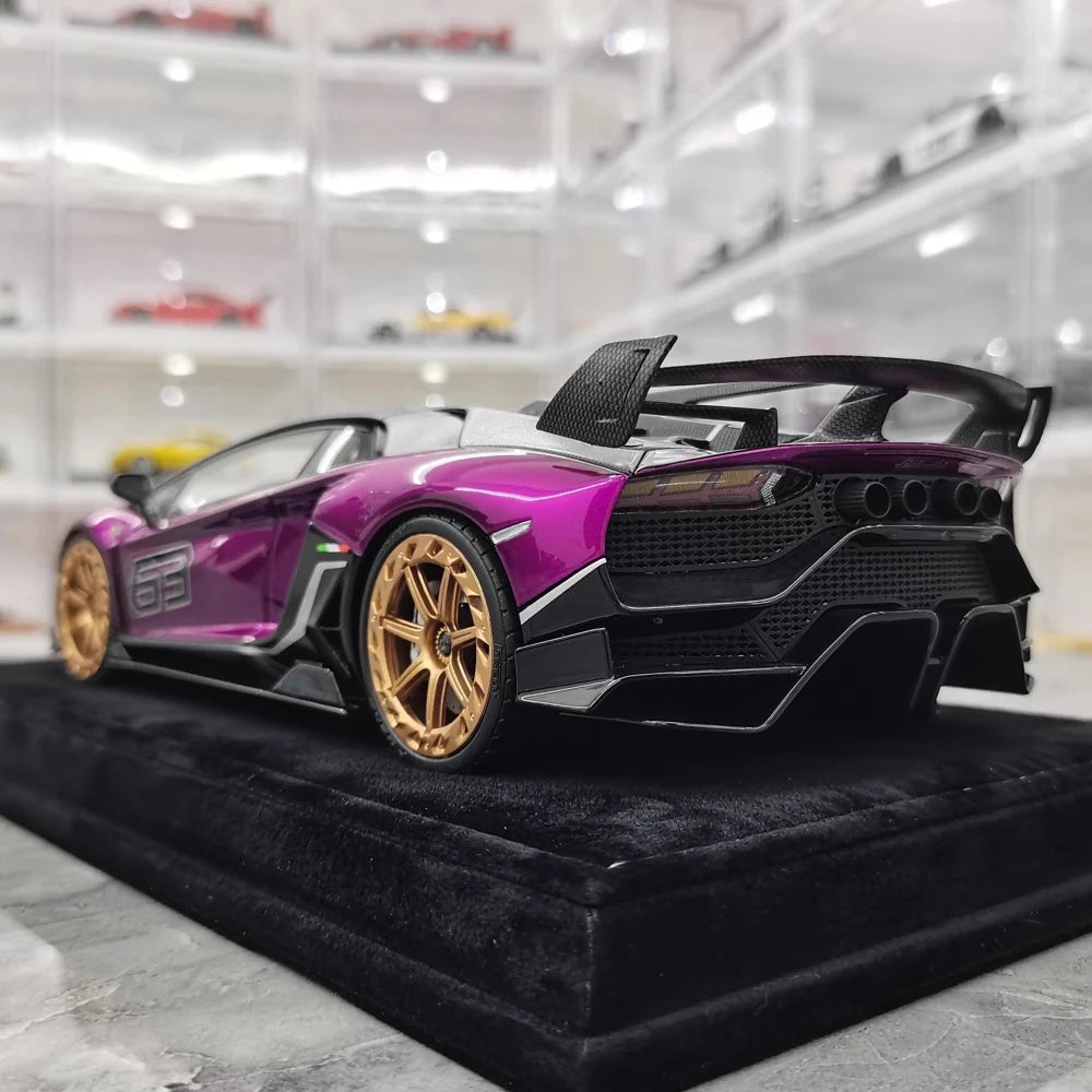 [Mansory] 1:18 Lamborghini 2020 Aventador SVJ Cabrera Purple Model Car Resin