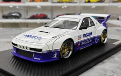1:18 Mazda 1985 RX-7 FC3S Rocket Bunny Liqui Moly Racing Die Cast Model Car
