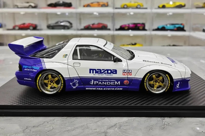 1:18 Mazda 1985 RX-7 FC3S Rocket Bunny Liqui Moly Racing Die Cast Model Car