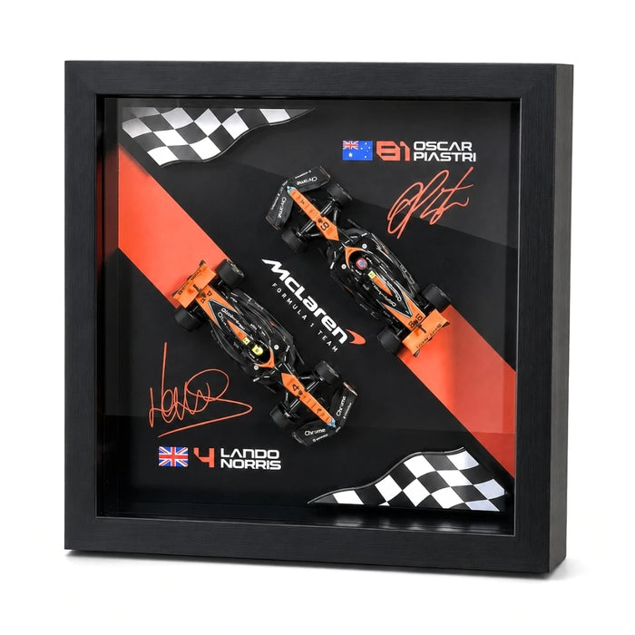 McLaren 2023 F1 Lando Norris Oscar Piastri MCL60 Dual Signature Framed Model Car Display Framed Model Car Display