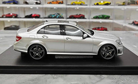 [GT Spirit] 1:18 Mercedes-Benz 2008 C63 AMG Silver Model Car Resin