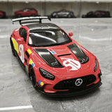 [Minichamps] 1:18 Mercedes-AMG 2021 GT nero Series rosso Pig 50th Anniversary modellino pressofuso