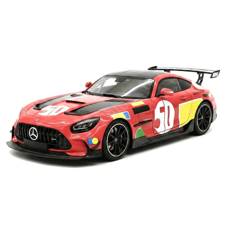 [Minichamps] 1:18 Mercedes-AMG 2021 GT nero Series rosso Pig 50th Anniversary modellino pressofuso