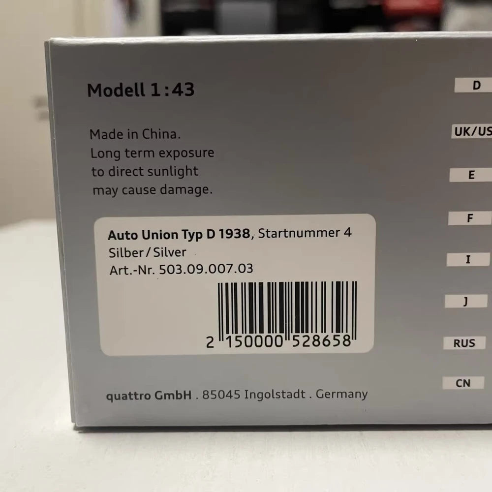 [Minichamps] 1:43 Audi 1938 Auto Union Typ D #4 voiture miniature Die-Cast