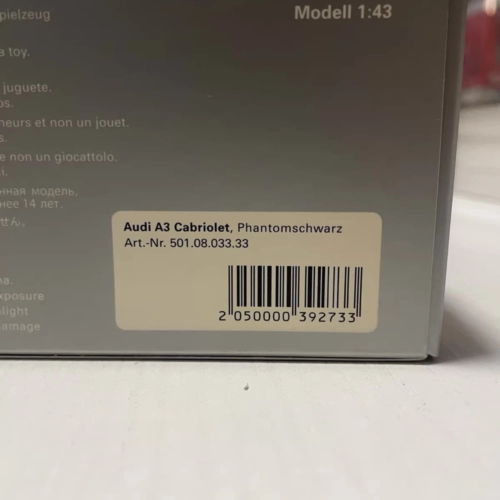 [Minichamps] 1:43 Audi 2008 A3 Cabriolet Black Model Car Die-Cast