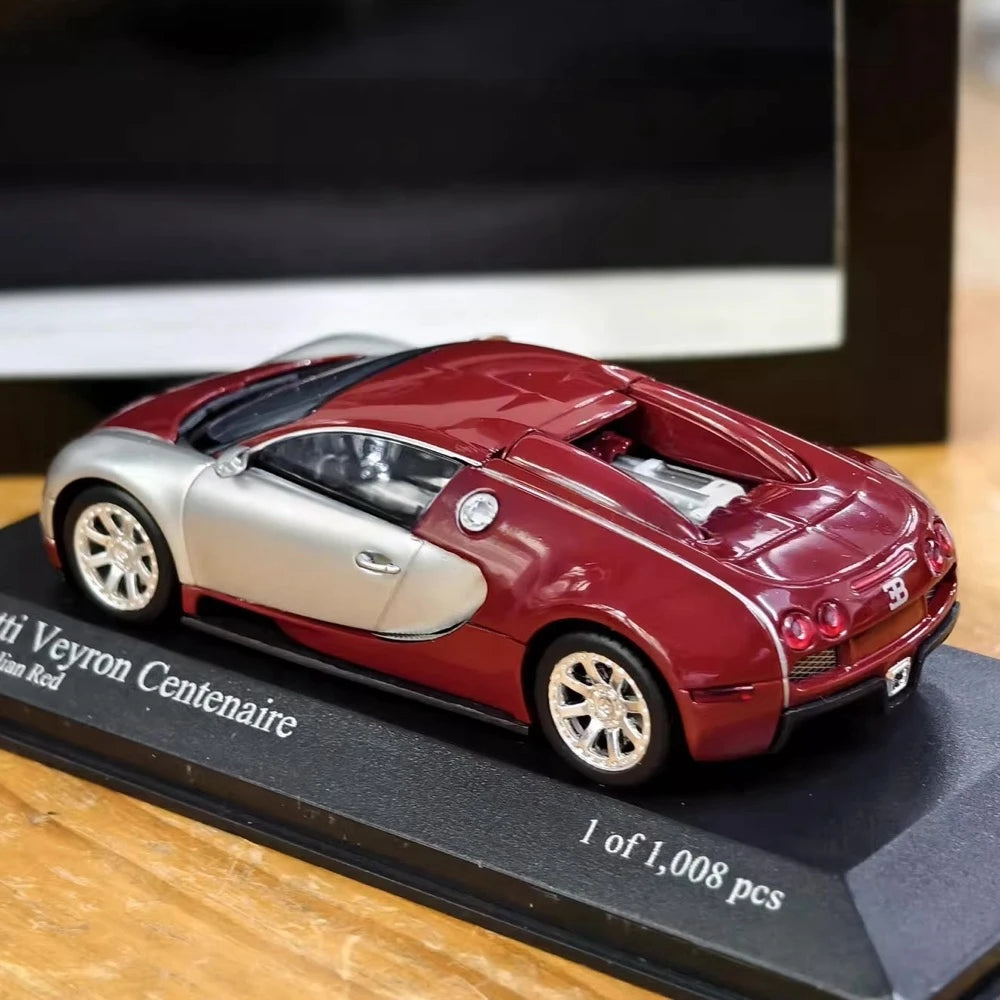 [Minichamps] 1:43 Bugatti 2009 Veyron Centenaire Silver Red Model Car Die-Cast