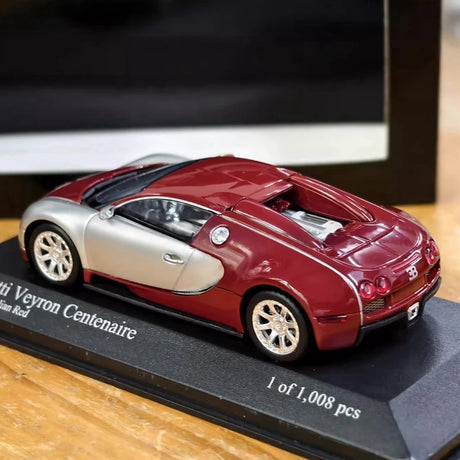 [Minichamps] 1:43 Bugatti 2009 Veyron Centenaire Silver Red Model Car Die-Cast