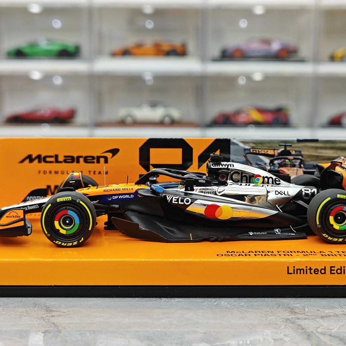 1:43 McLaren 2025 MCL39 #81 British GP Oscar Piastri F1 Resin-Modell von Minichamps – siehe 5
