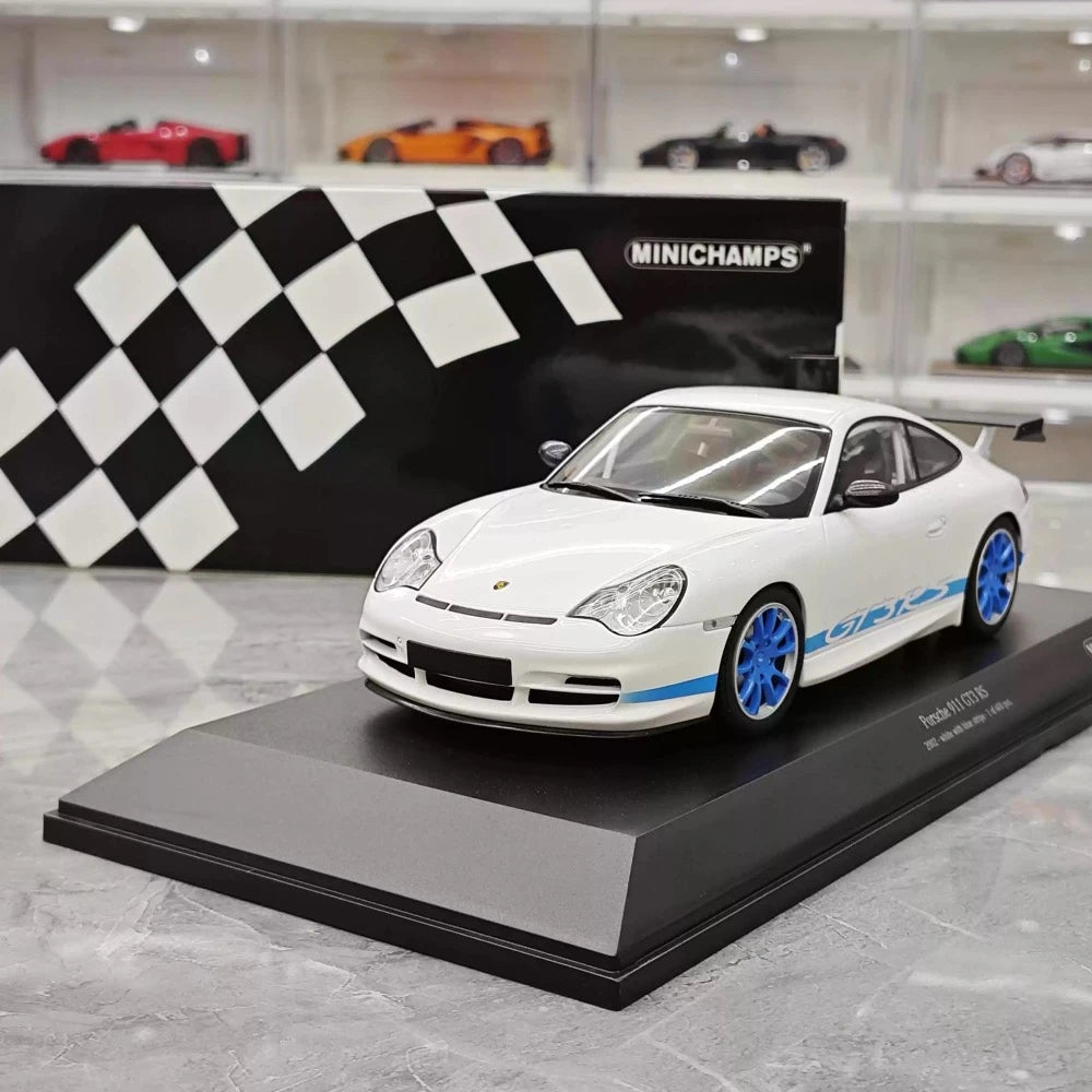 [Minichamps] 1:18 Porsche 2004 911 996 GT3 RS White Blue Model Car Resin