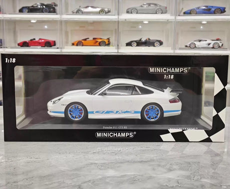 [Minichamps] 1:18 Porsche 2004 911 996 GT3 RS White Blue Model Car Resin
