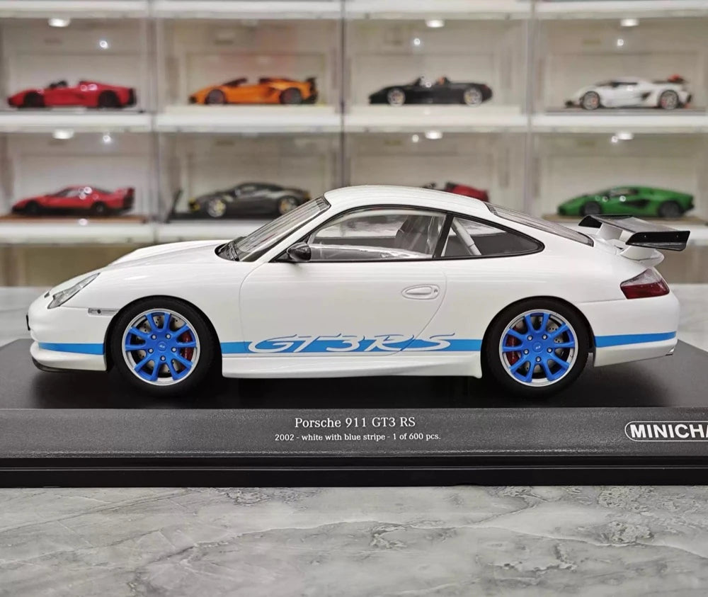 [Minichamps] 1:18 Porsche 2004 911 996 GT3 RS White Blue Model Car Resin