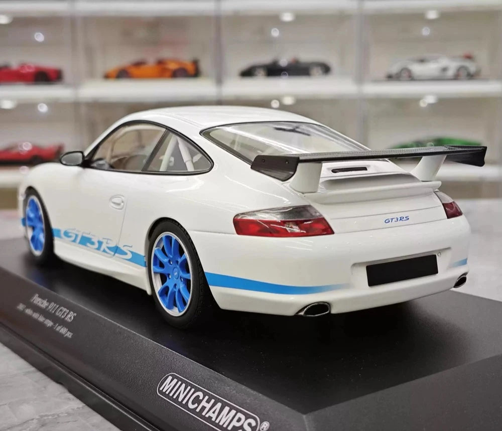 [Minichamps] 1:18 Porsche 2004 911 996 GT3 RS White Blue Model Car Resin