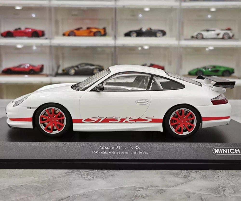 [Minichamps] 1:18 Porsche 2004 911 996 GT3 RS White Red Model Car Resin