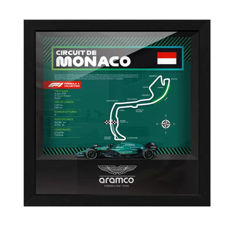 Aston Martin F1 Mapa del Circuito Fernando Alonso Exhibición de coches en miniatura enmarcada