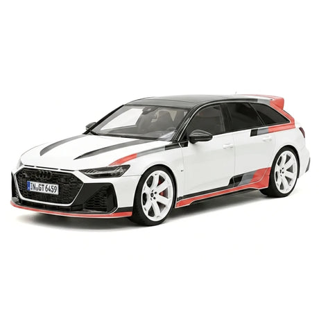MotorHelix Audi 2024 RS 6 Avant GT bianco e rosso 1:18 – Resina modello in resina collezionabile