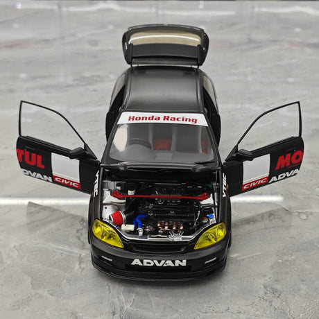 MotorHelix Honda 1997 Civic Type R EK9 Motul Black 1:18 – Modello da collezione pressofuso