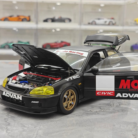 MotorHelix Honda 1997 Civic Type R EK9 Motul Black 1:18 – Modello da collezione pressofuso