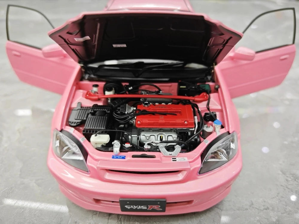 [MotorHelix] 1:18 Honda 1997 Civic Type R EK9 Pink Model Car Die-Cast