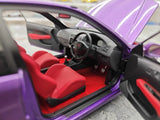 [MotorHelix] 1:18 Honda 1997 Civic Type R EK9 Purple Model Car Die-Cast