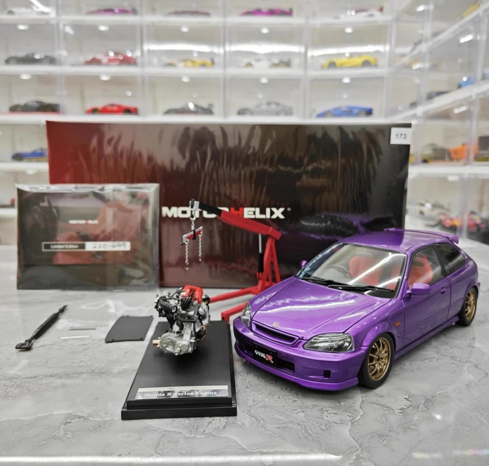 [MotorHelix] 1:18 Honda 1997 Civic Type R EK9 Purple Model Car Die-Cast