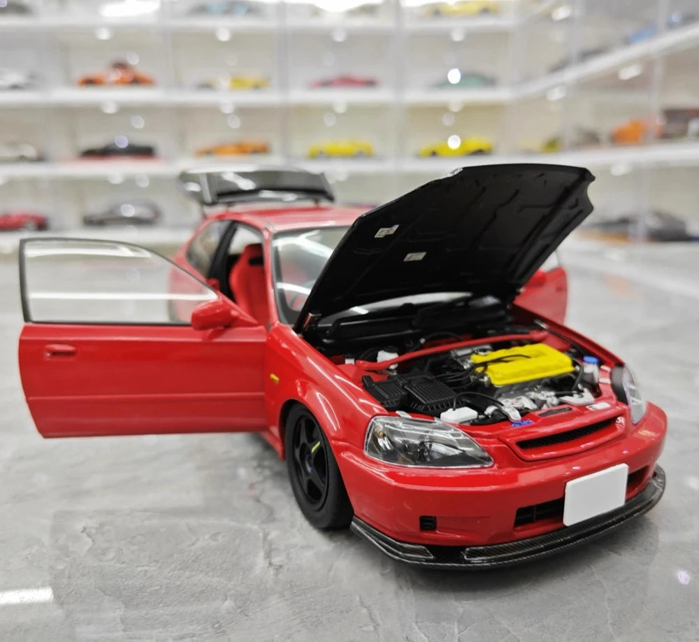 [MotorHelix] 1:18 Honda 1997 Civic Type R EK9 Red & Black Model Car Die-Cast