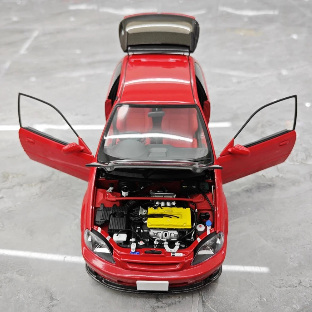 [MotorHelix] 1:18 Honda 1997 Civic Type R EK9 rouge & noir voiture miniature Die-Cast