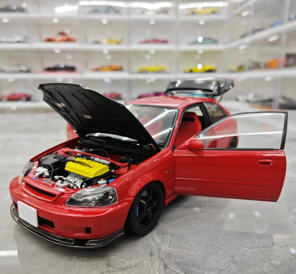 [MotorHelix] 1:18 Honda 1997 Civic Type R EK9 rouge & noir voiture miniature Die-Cast