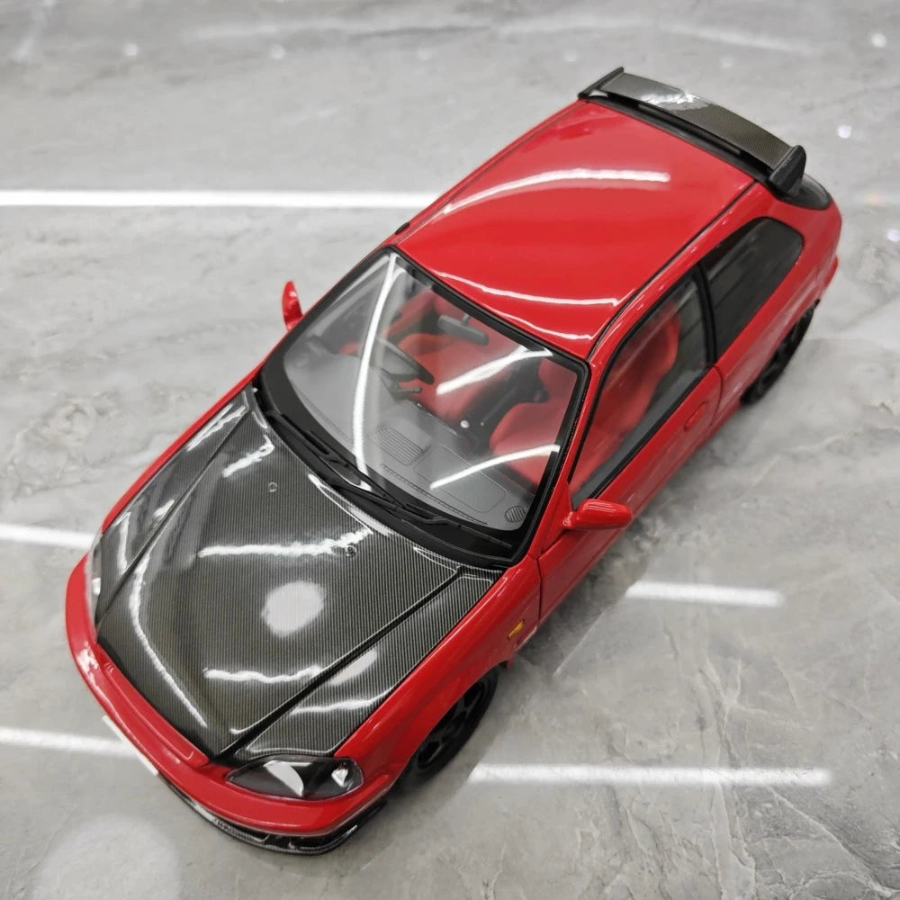 [MotorHelix] 1:18 Honda 1997 Civic Type R EK9 Red & Black Model Car Die-Cast