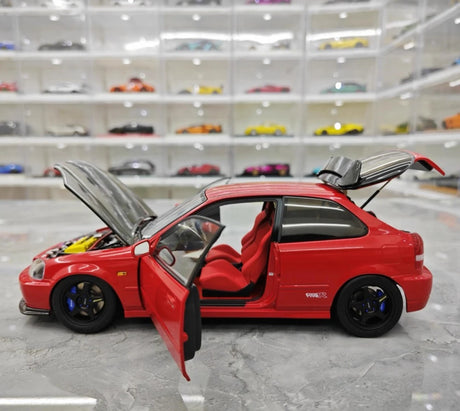 [MotorHelix] 1:18 Honda 1997 Civic Type R EK9 Red & Black Model Car Die-Cast