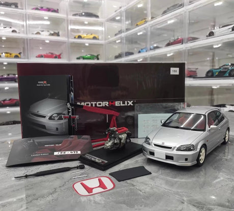 [MotorHelix] 1:18 Honda 1997 Civic Type R EK9 Silver Model Car Die-Cast