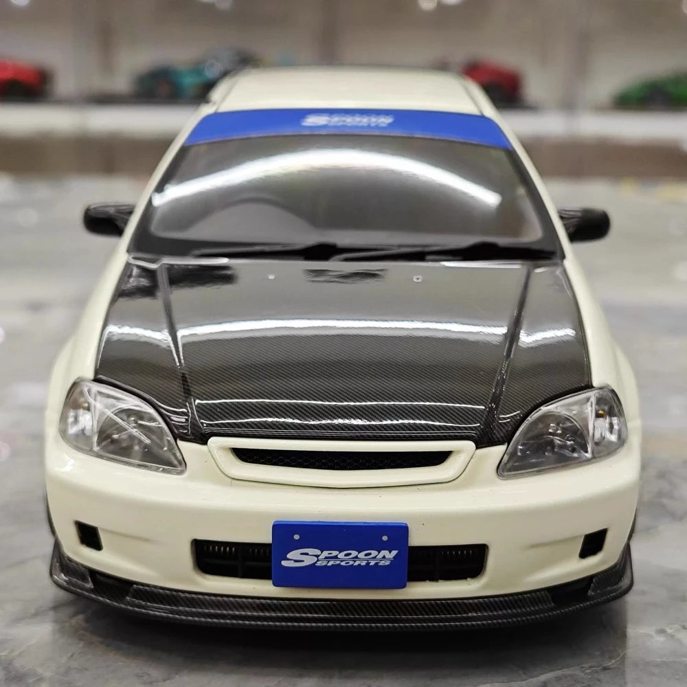 [MotorHelix] 1:18 Honda 1997 Civic Type R EK9 White & Black Model Car Die-Cast
