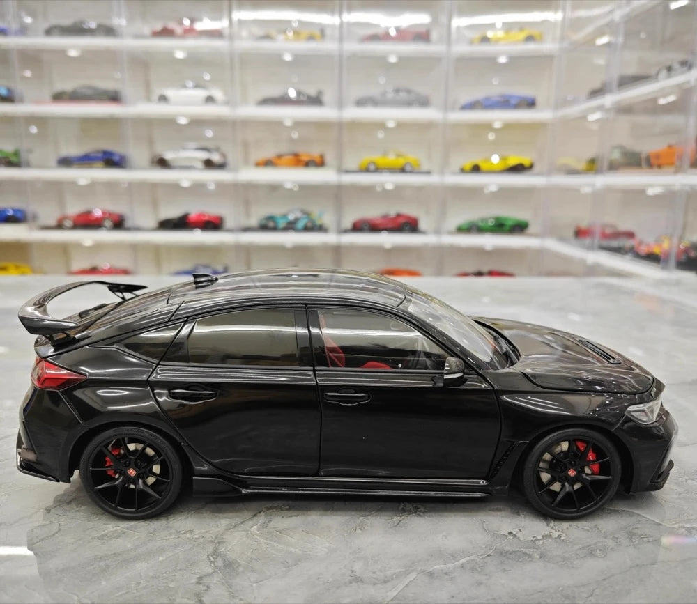 [MotorHelix] 1:18 Honda 2023 Civic Type R Black Model Car Die-Cast