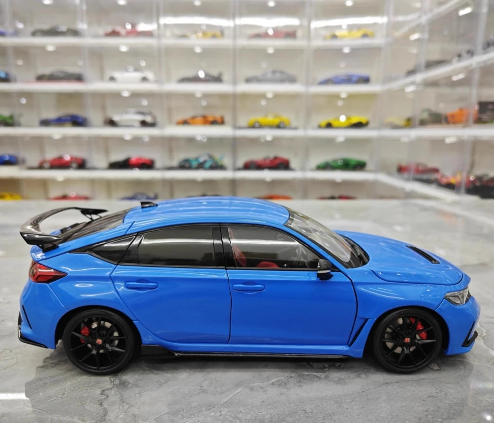 [MotorHelix] 1:18 Honda 2023 Civic Type R Blue Model Car Die-Cast