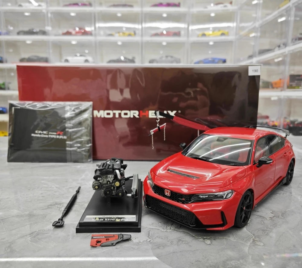 [MotorHelix] 1:18 Honda 2023 Civic Type R Red Model Car Die-Cast