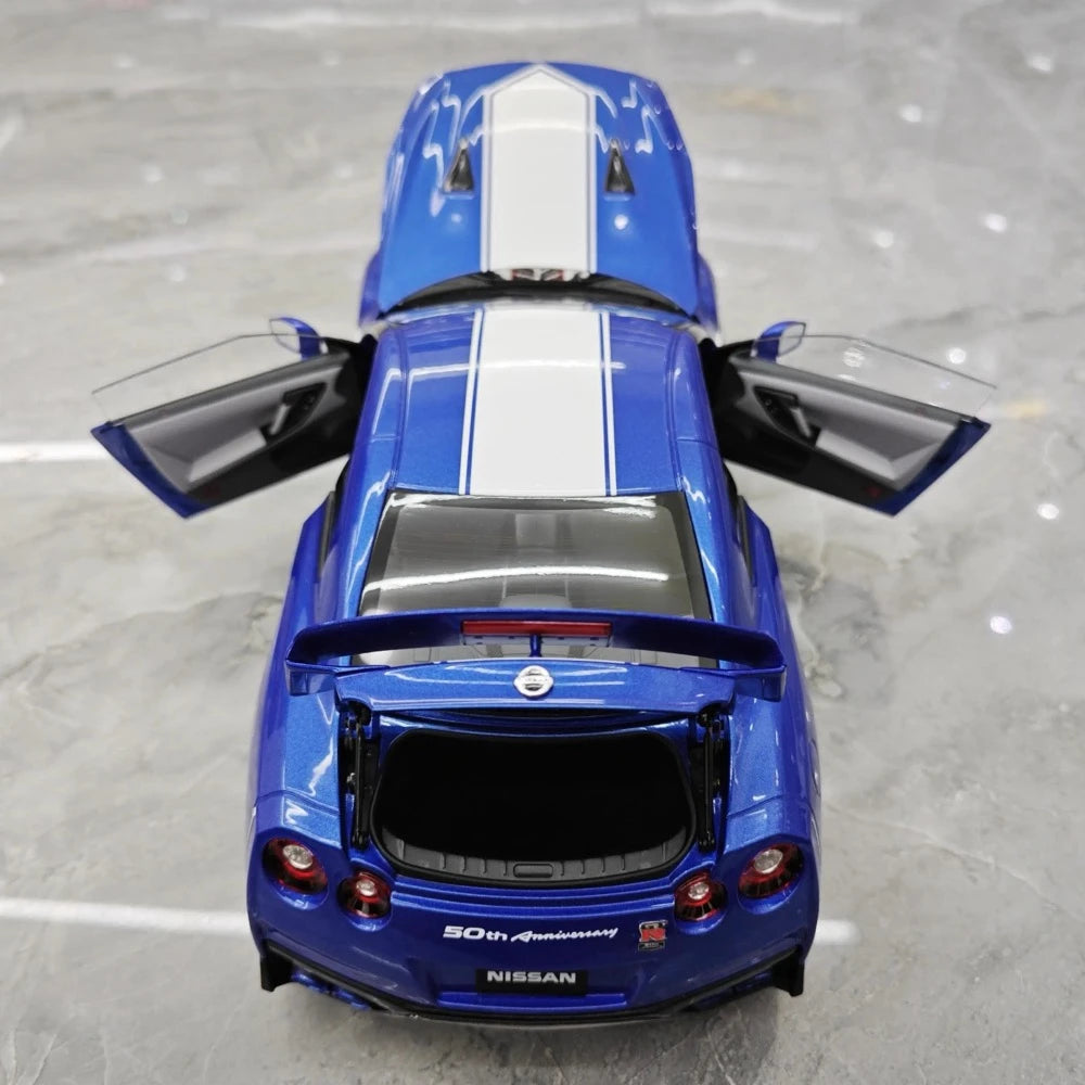 [MotorHelix] 1:18 Nissan 2019 GT-R R35 50th Anniversary bleu voiture miniature Die-Cast