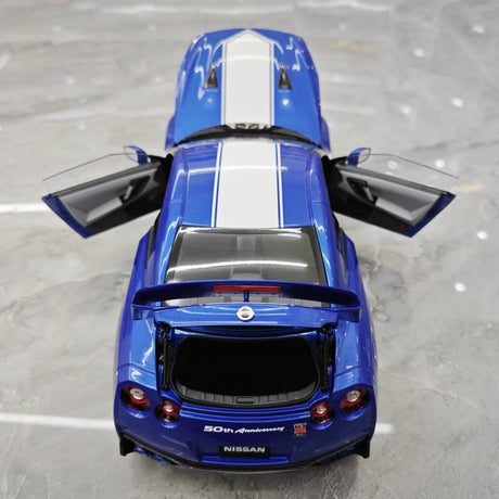 [MotorHelix] 1:18 Nissan 2019 GT-R R35 50th Anniversary Blue Model Car Die-Cast