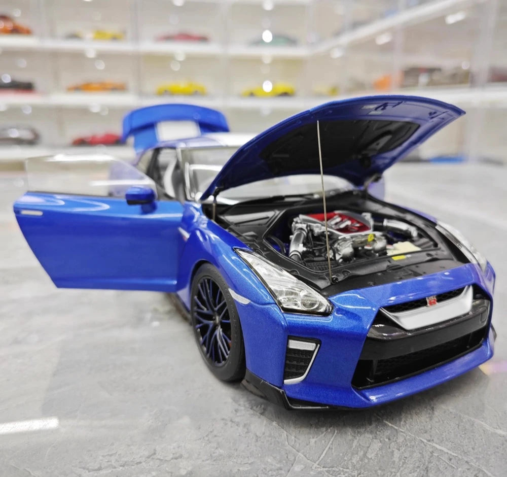 [MotorHelix] 1:18 Nissan 2019 GT-R R35 50th Anniversary bleu voiture miniature Die-Cast