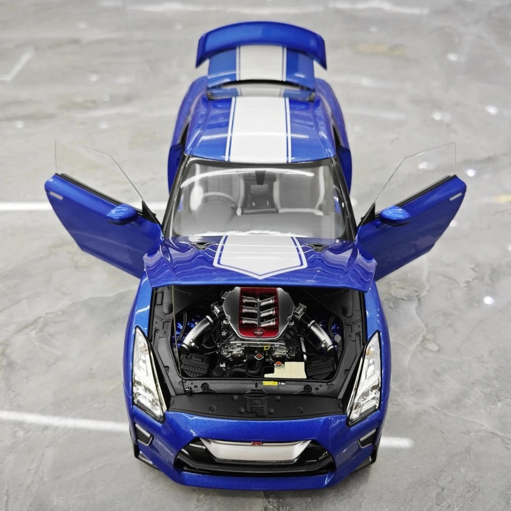 [MotorHelix] 1:18 Nissan 2019 GT-R R35 50th Anniversary bleu voiture miniature Die-Cast