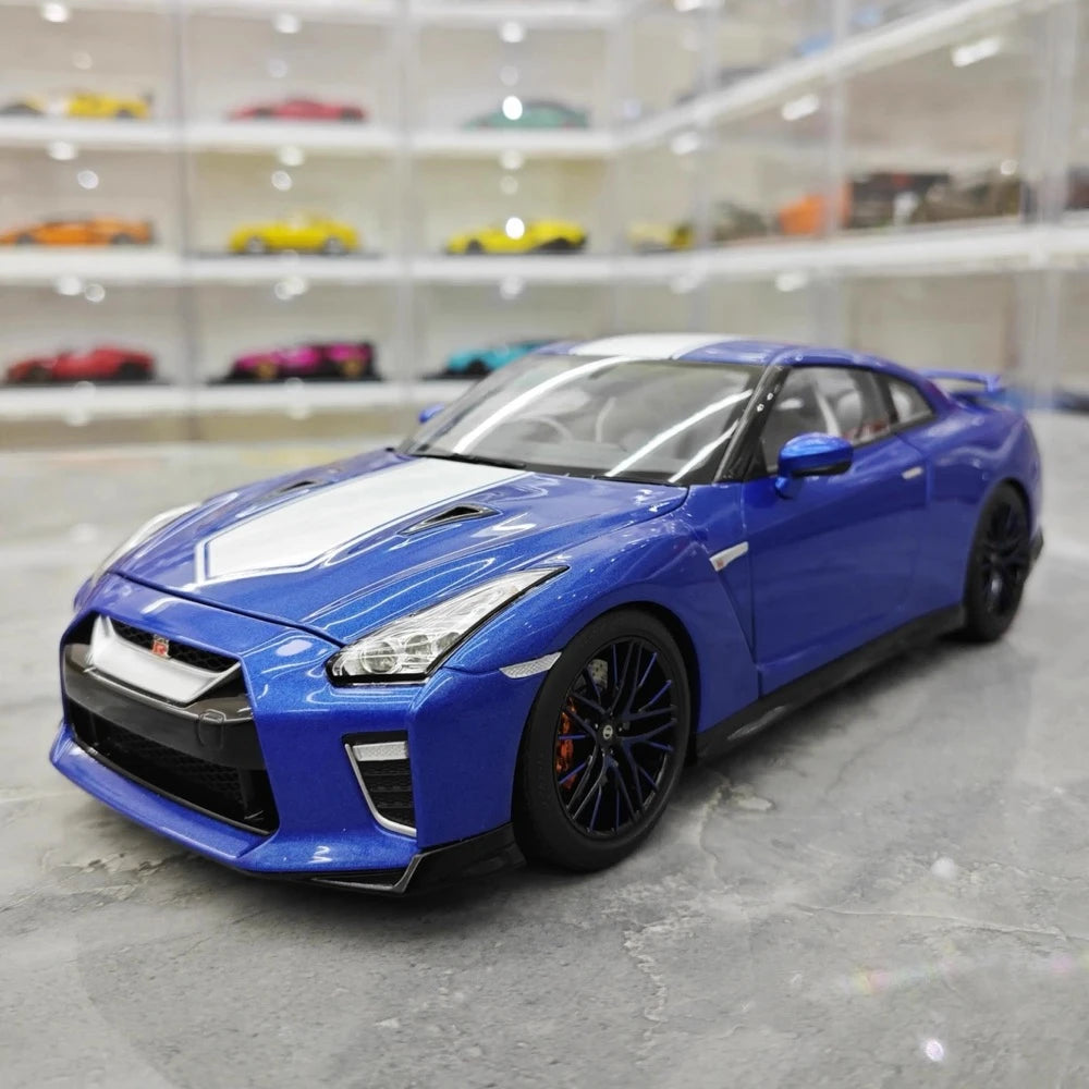 [MotorHelix] 1:18 Nissan 2019 GT-R R35 50th Anniversary bleu voiture miniature Die-Cast