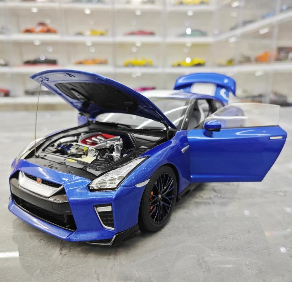 [MotorHelix] 1:18 Nissan 2019 GT-R R35 50th Anniversary bleu voiture miniature Die-Cast