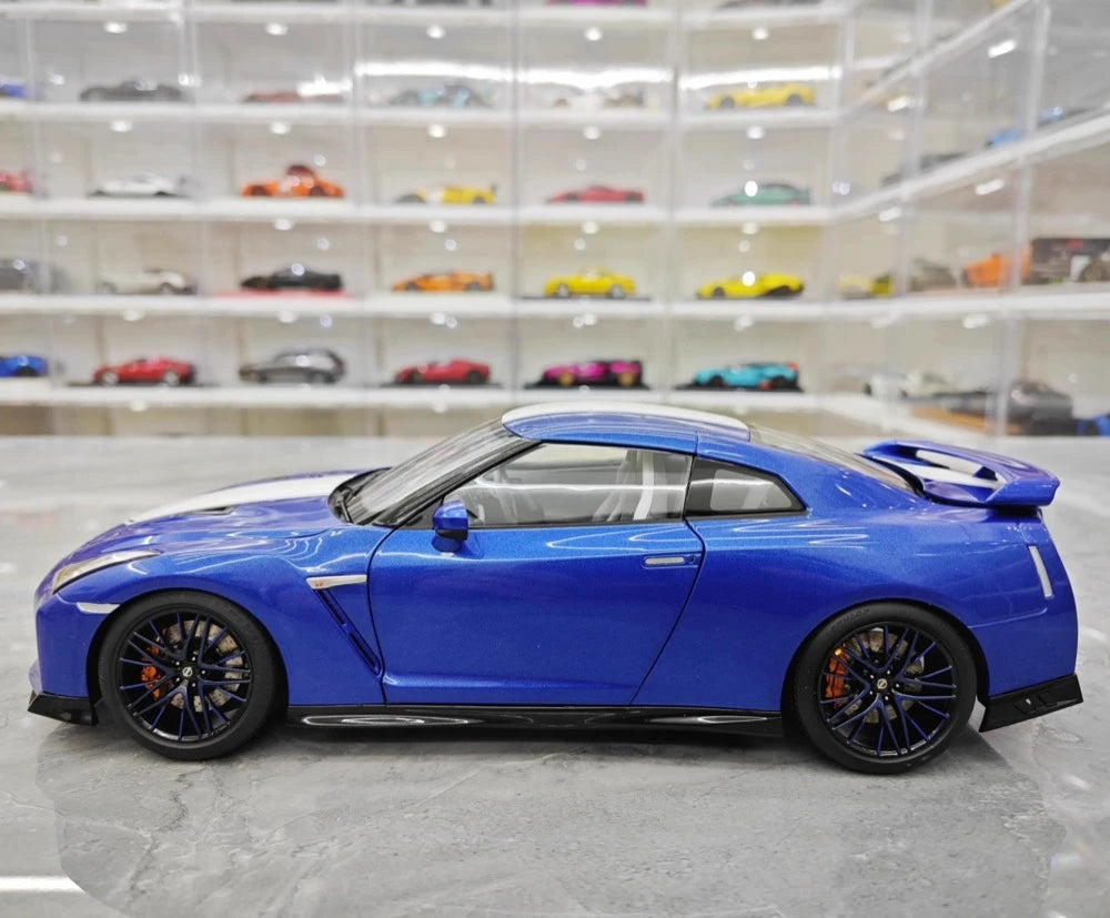 [MotorHelix] 1:18 Nissan 2019 GT-R R35 50th Anniversary bleu voiture miniature Die-Cast
